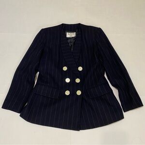 🍁Kasper Women's Navy & White Striped Blazer